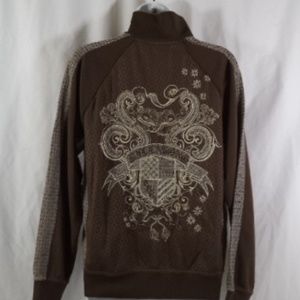 Billabong Womens Brown Embroidered Warm Up Jacket